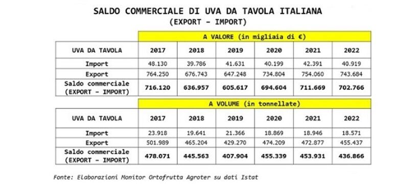 Business dell'uva da tavola in Italia